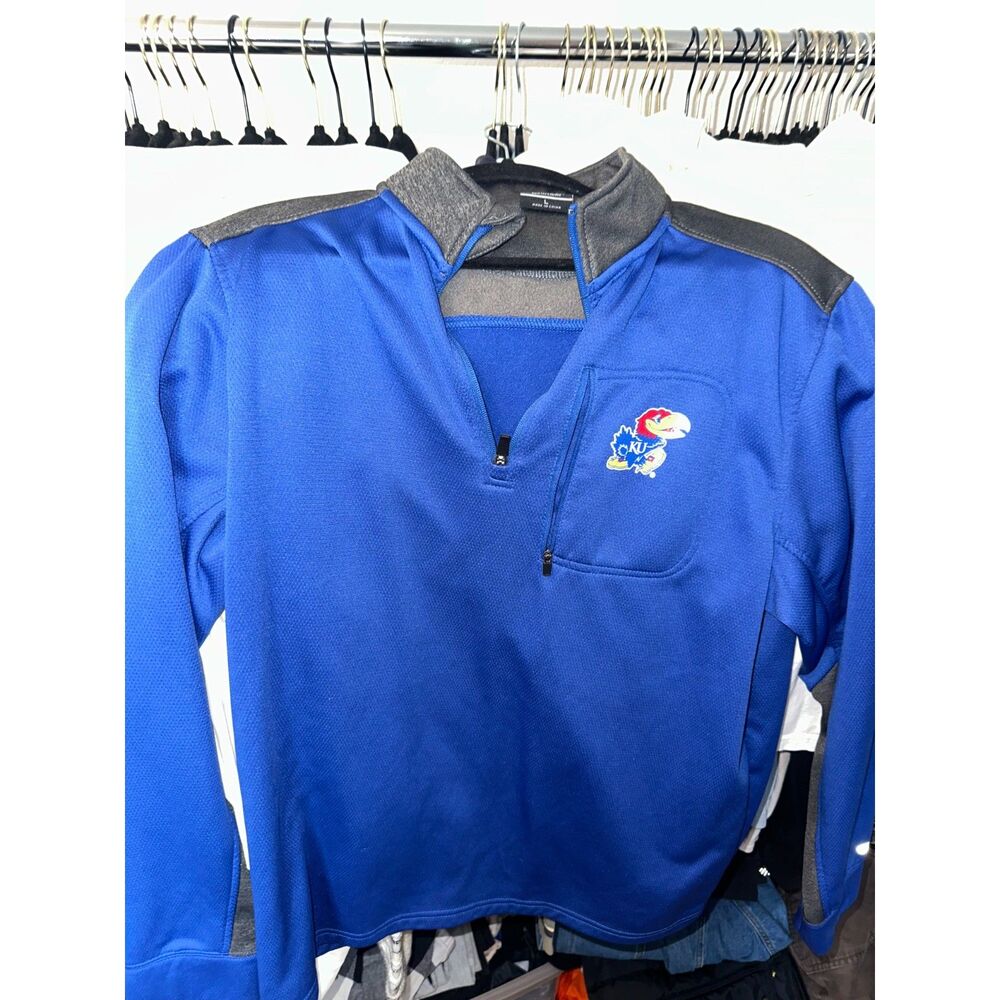 KU L Sport Coat Blue Jacket Zipper Colosseum Large Pullover Pocket Gray